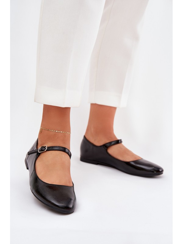 Patent Ballerinas With Strap Black Arrivara 2