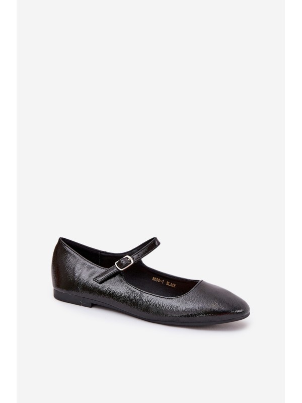 Patent Ballerinas With Strap Black Arrivara
