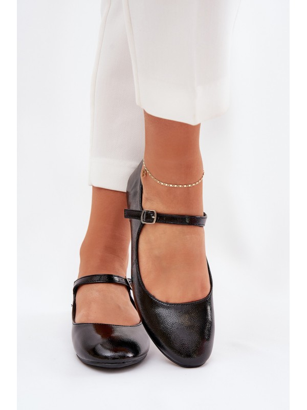 Patent Ballerinas With Strap Black Arrivara