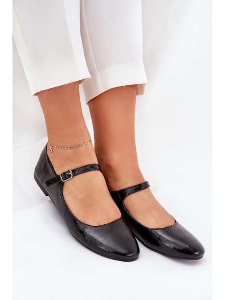 Patent Ballerinas With Strap Black Arrivara
