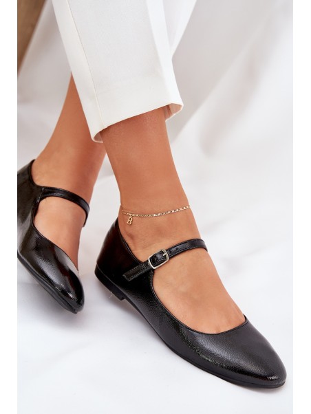Patent Ballerinas With Strap Black Arrivara