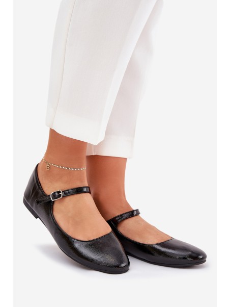 Patent Ballerinas With Strap Black Arrivara