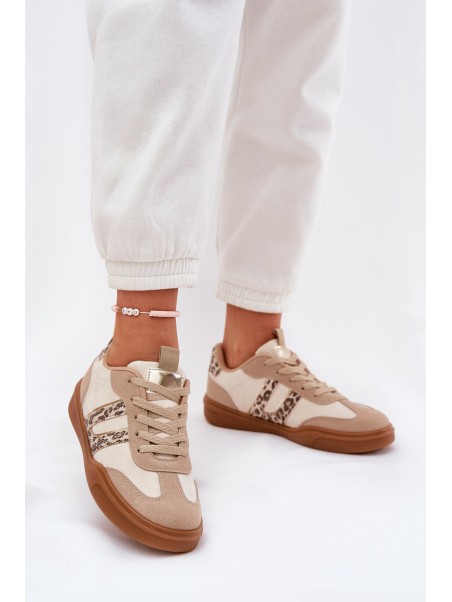 Women's Sneakers Made Of Eco Suede Leopard Beige Satylies