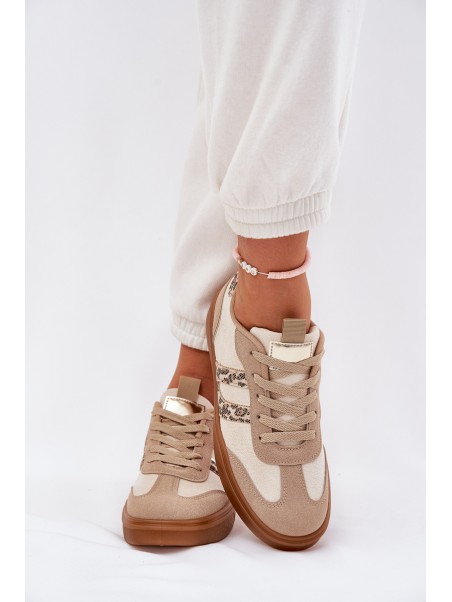 Women's Sneakers Made Of Eco Suede Leopard Beige Satylies