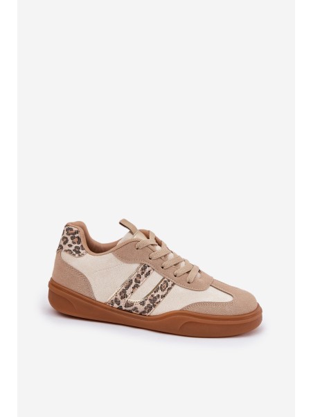 Women's Sneakers Made Of Eco Suede Leopard Beige Satylies