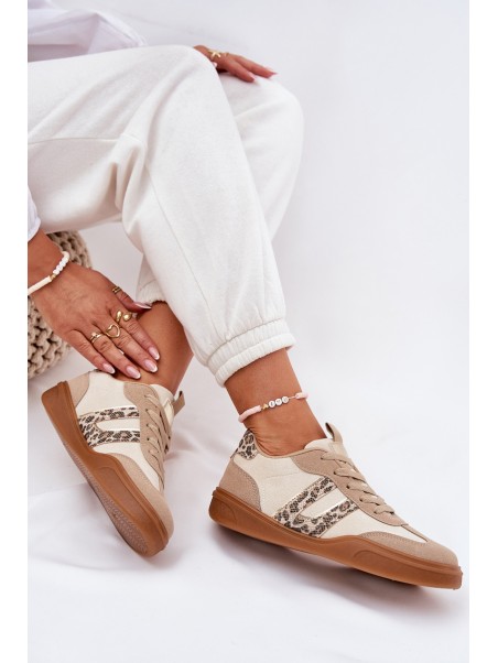 Women's Sneakers Made Of Eco Suede Leopard Beige Satylies