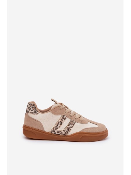 Women's Sneakers Made Of Eco Suede Leopard Beige Satylies