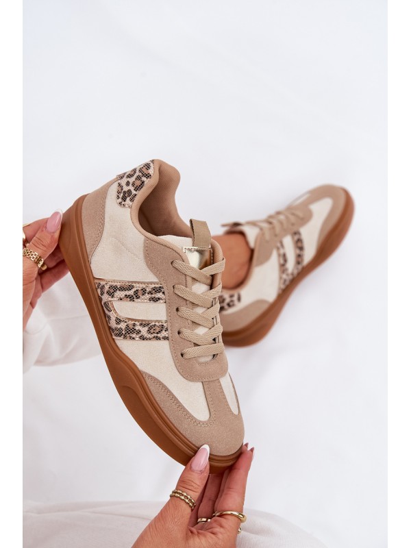 Women's Sneakers Made Of Eco Suede Leopard Beige Satylies