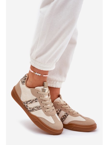 Women's Sneakers Made Of Eco Suede Leopard Beige Satylies