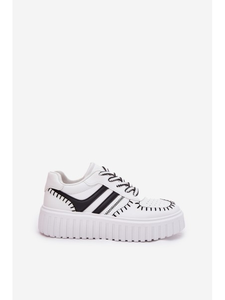 Ladies Sneakers On Platform White-Black Ofenale