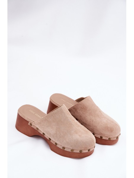 Clogs Women's Slippers With Studs Eco Suede Beige Ellason