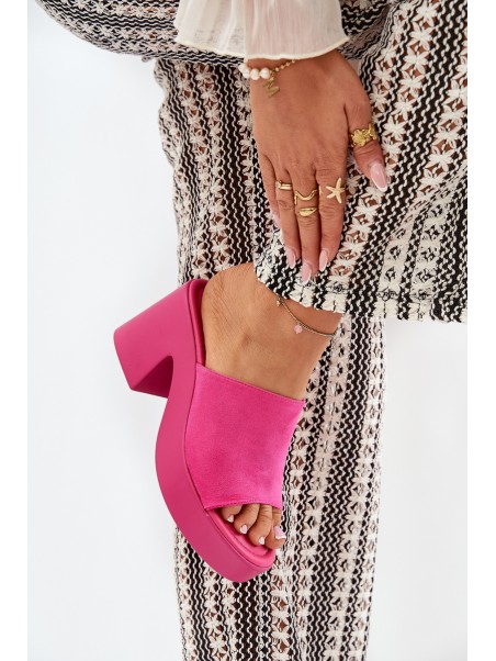 Women's Heeled And Platform Slippers Fuchsia Omeisa