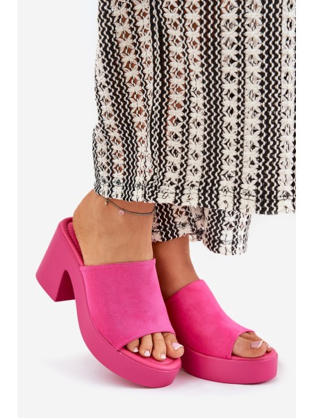 Women's Heeled And Platform Slippers Fuchsia Omeisa