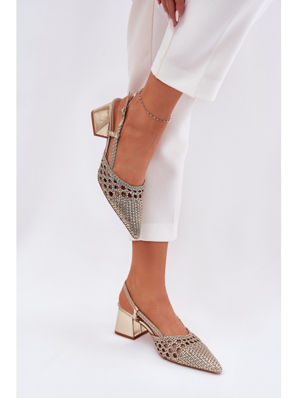 Heels With Braiding And Pointed Toes Gold Resterri