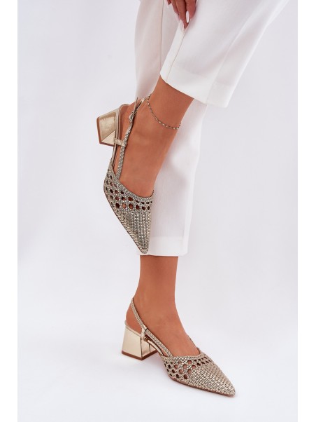 Heels With Braiding And Pointed Toes Gold Resterri