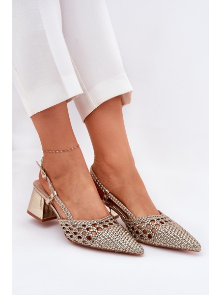 Heels With Braiding And Pointed Toes Gold Resterri