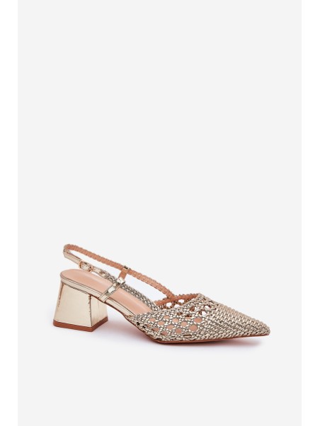 Heels With Braiding And Pointed Toes Gold Resterri