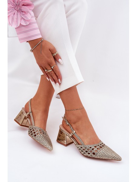 Heels With Braiding And Pointed Toes Gold Resterri