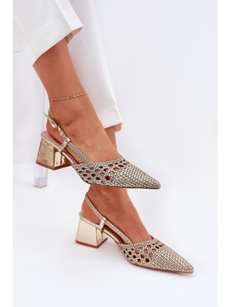 Heels With Braiding And Pointed Toes Gold Resterri