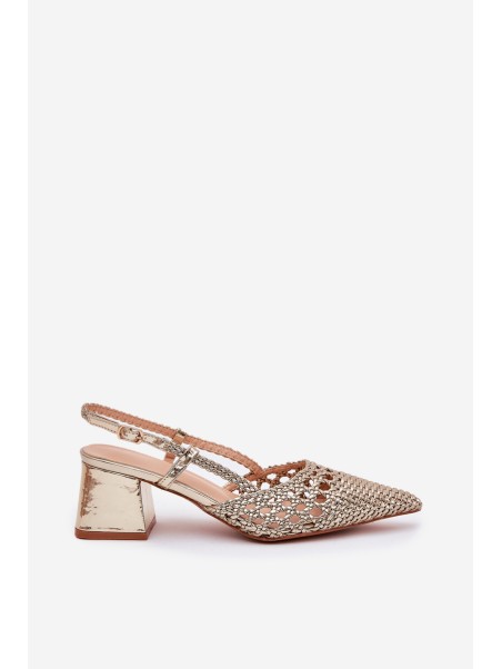 Heels With Braiding And Pointed Toes Gold Resterri