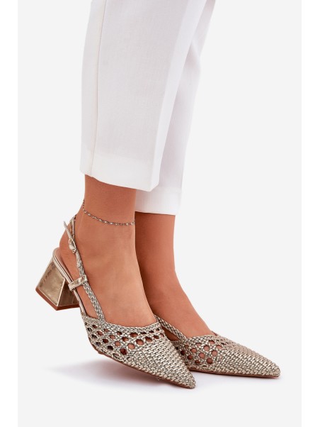 Heels With Braiding And Pointed Toes Gold Resterri