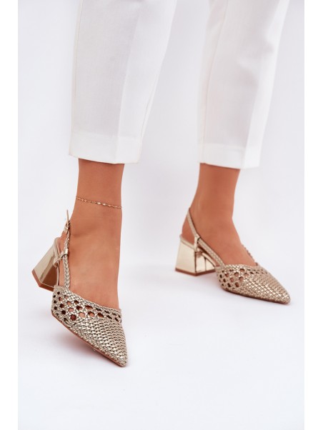 Heels With Braiding And Pointed Toes Gold Resterri
