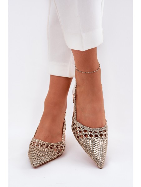 Heels With Braiding And Pointed Toes Gold Resterri