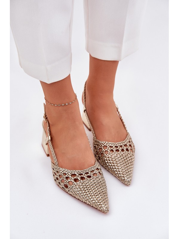 Heels With Braiding And Pointed Toes Gold Resterri