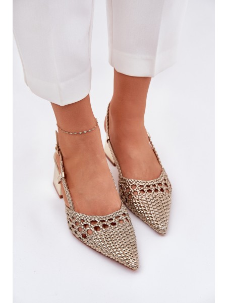 Heels With Braiding And Pointed Toes Gold Resterri