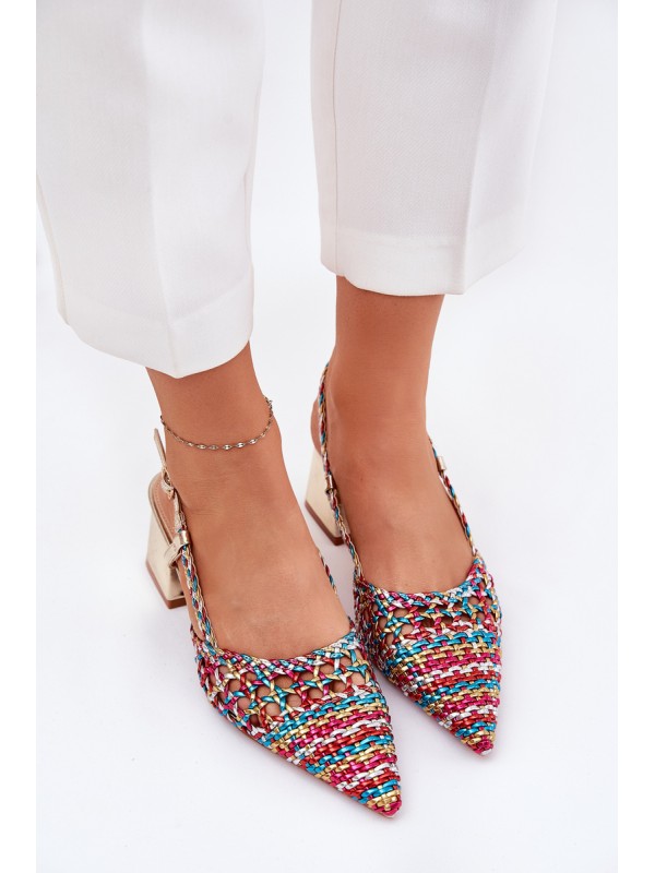 Heeled Sandals With Braiding And Pointed Toes Multicolor Resterri