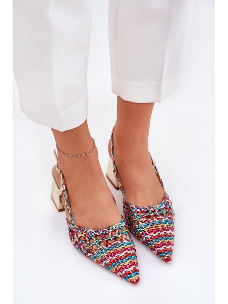 Heeled Sandals With Braiding And Pointed Toes Multicolor Resterri
