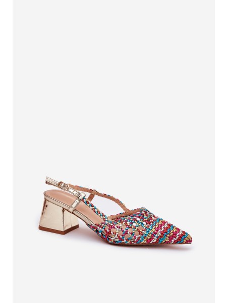Heeled Sandals With Braiding And Pointed Toes Multicolor Resterri