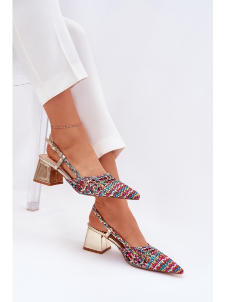 Heeled Sandals With Braiding And Pointed Toes Multicolor Resterri