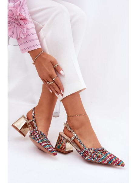 Heeled Sandals With Braiding And Pointed Toes Multicolor Resterri