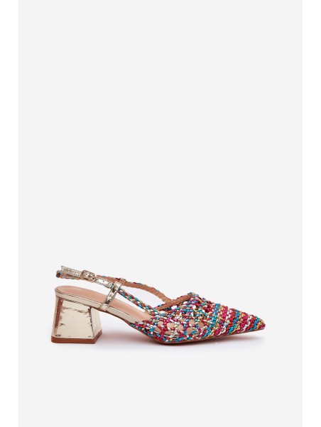 Heeled Sandals With Braiding And Pointed Toes Multicolor Resterri