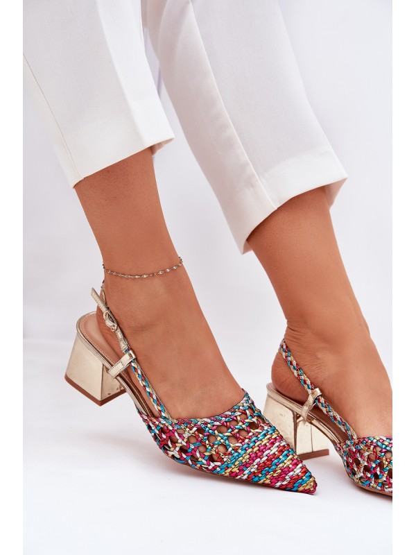 Heeled Sandals With Braiding And Pointed Toes Multicolor Resterri