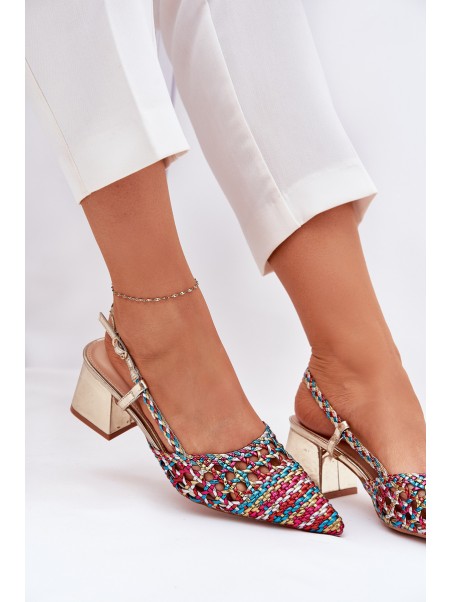 Heeled Sandals With Braiding And Pointed Toes Multicolor Resterri