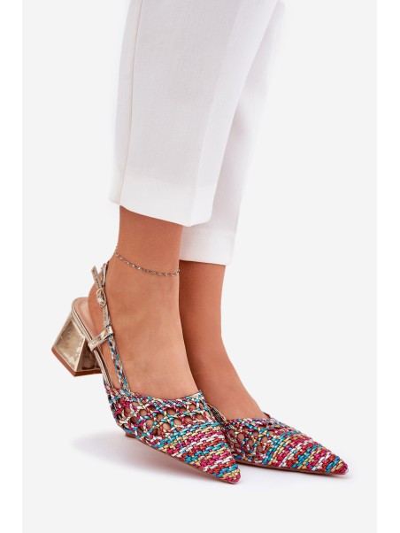 Heeled Sandals With Braiding And Pointed Toes Multicolor Resterri