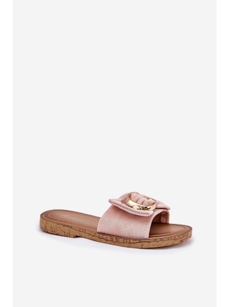 Flat Women's Slippers With Decorative Detail Pink Nellodra