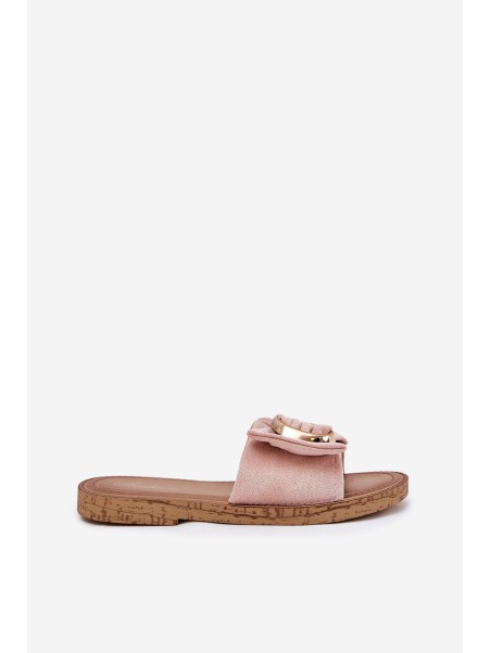 Flat Women's Slippers With Decorative Detail Pink Nellodra