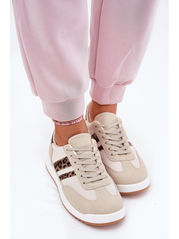 Women's Sneakers Made Of Eco Suede Leopard Beige Marinils 2