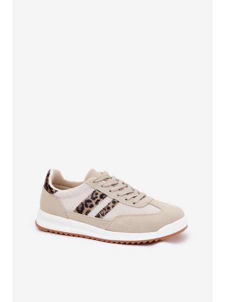 Women's Sneakers Made Of Eco Suede Leopard Beige Marinils