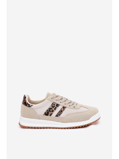 Women's Sneakers Made Of Eco Suede Leopard Beige Marinils