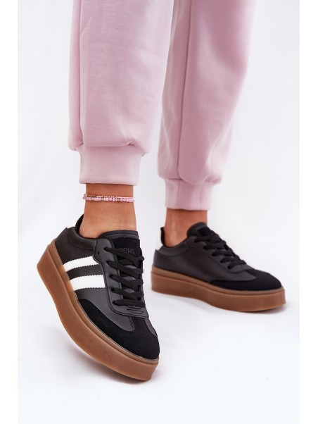 Women's Platform Sneakers Made of Eco Leather Black Elaraven