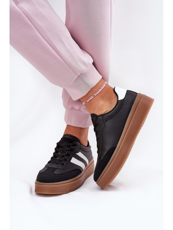 Women's Platform Sneakers Made of Eco Leather Black Elaraven 2