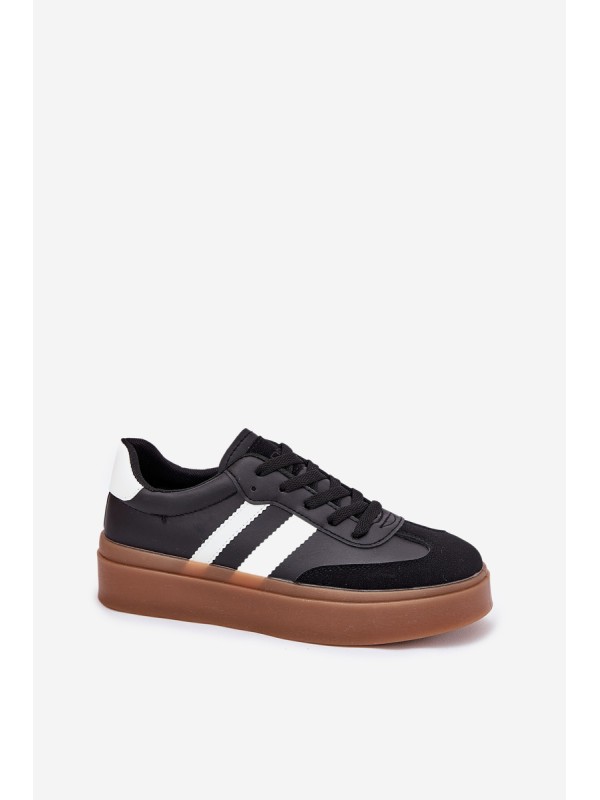 Women's Platform Sneakers Made of Eco Leather Black Elaraven