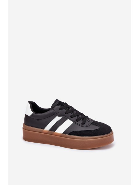 Women's Platform Sneakers Made of Eco Leather Black Elaraven