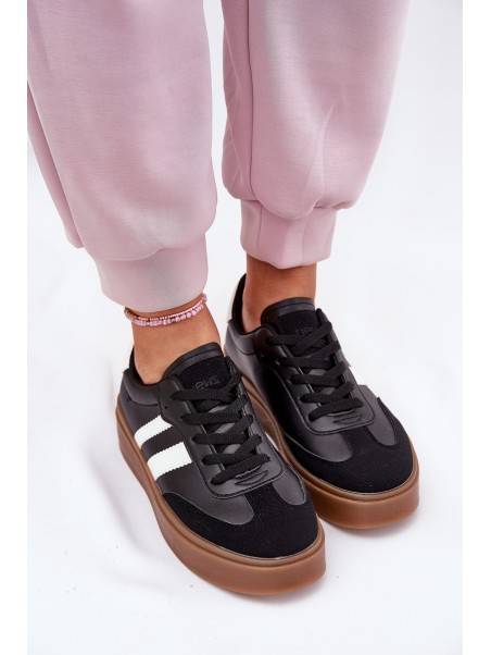 Women's Platform Sneakers Made of Eco Leather Black Elaraven