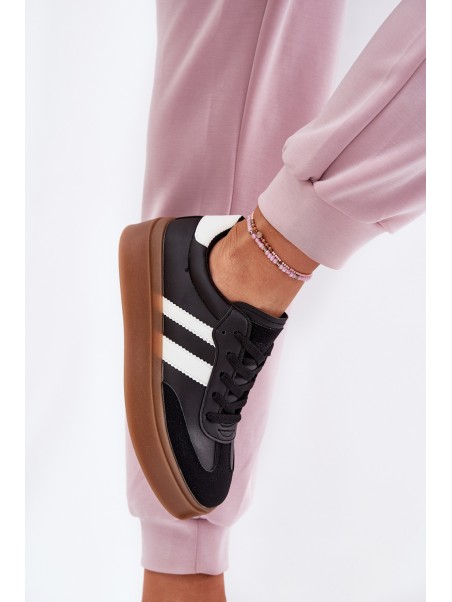 Women's Platform Sneakers Made of Eco Leather Black Elaraven
