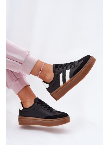 Women's Platform Sneakers Made of Eco Leather Black Elaraven